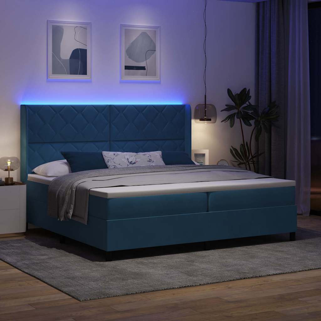 vidaXL Κρεβάτι με ελατήρια με κεφαλάρι Μπλε 200 x 200 cm Βελούδο