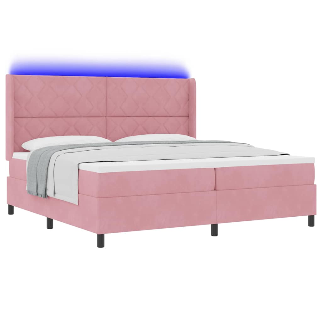vidaXL Κρεβάτι με ελατήρια με κεφαλάρι Ροζ 200 x 200 cm Βελούδο