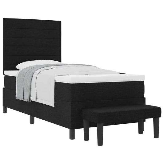 vidaXL Κρεβάτι με ελατήρια με μαξιλάρι Μαύρο 90 x 200 cm ύφασμα