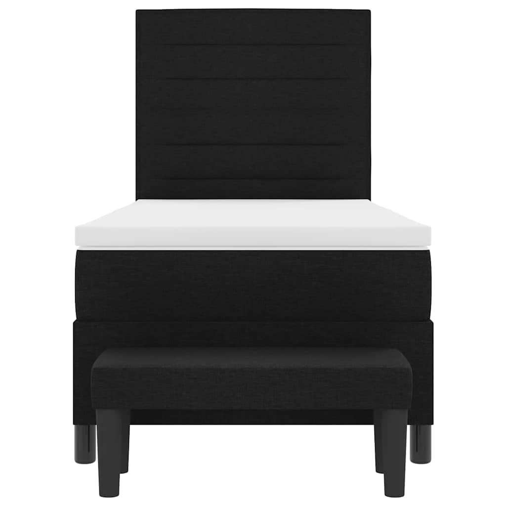 vidaXL Κρεβάτι με ελατήρια με μαξιλάρι Μαύρο 90 x 200 cm ύφασμα