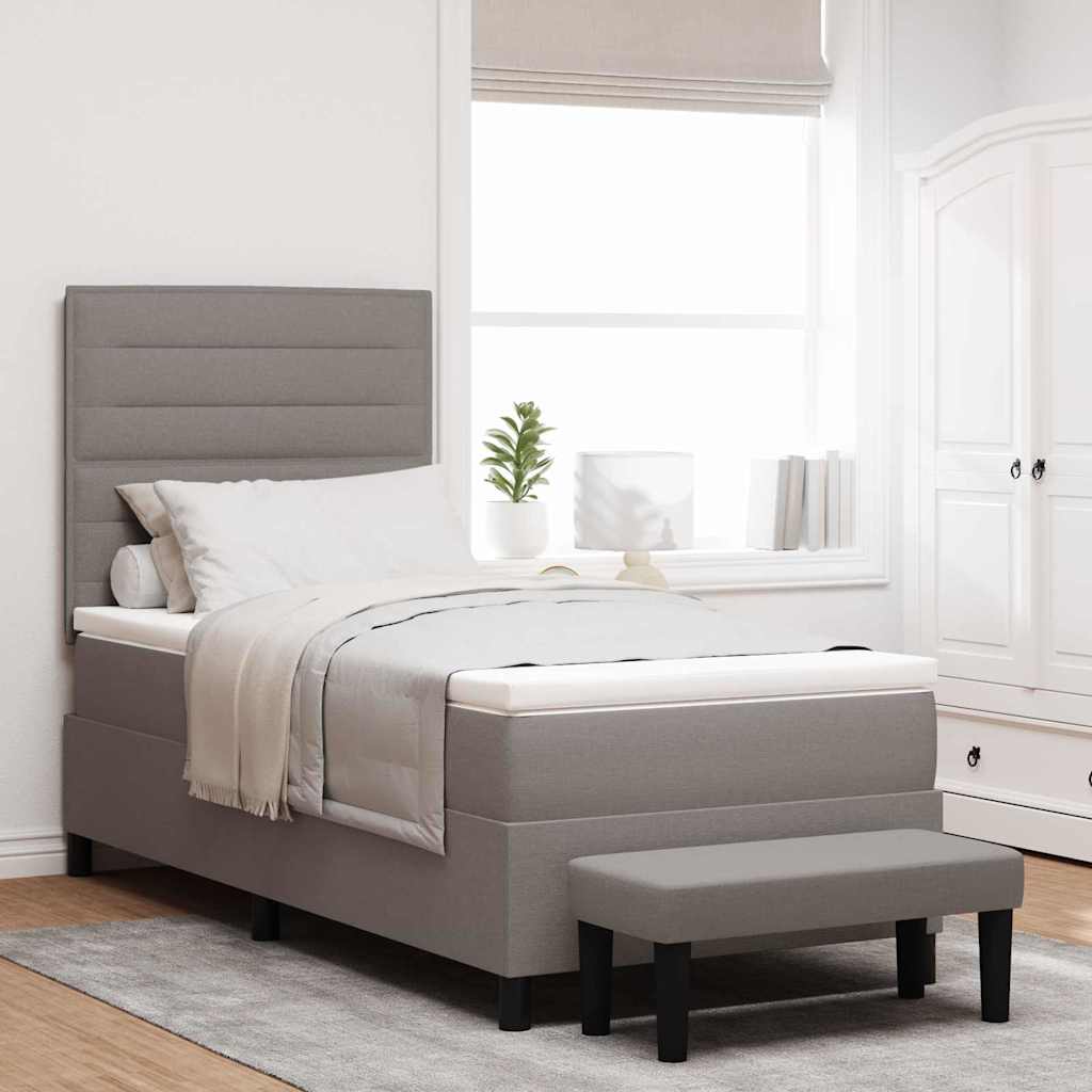 vidaXL Κρεβάτι με ελατήρια με στρώμα Taupe 90 x 200 cm ύφασμα
