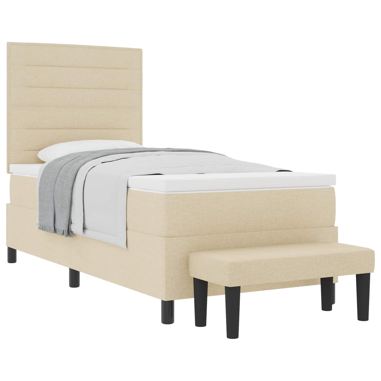 vidaXL Κρεβάτι με ελατήρια με κεφαλάρι Κρεμ 90 x 200 cm ύφασμα