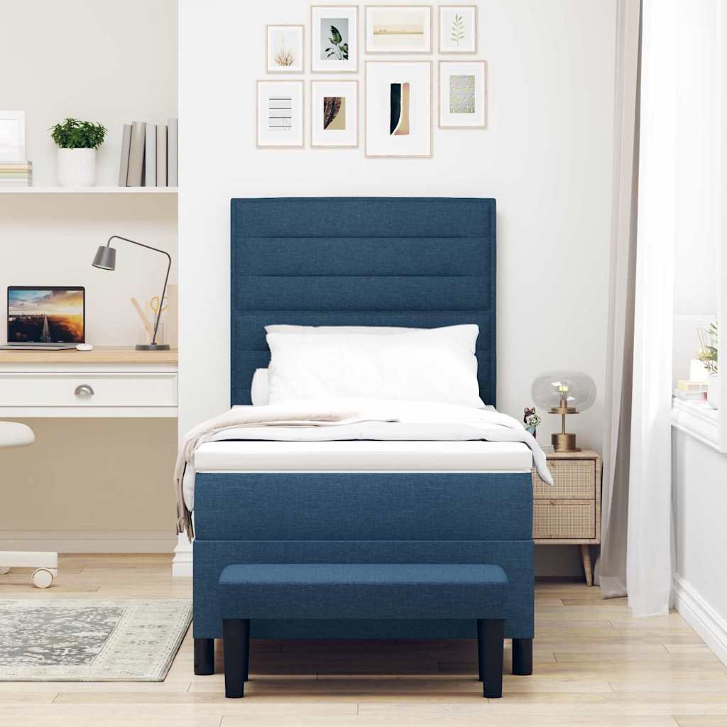 vidaXL Κρεβάτι με ελατήρια με στρώμα Μπλε 90 x 200 cm ύφασμα
