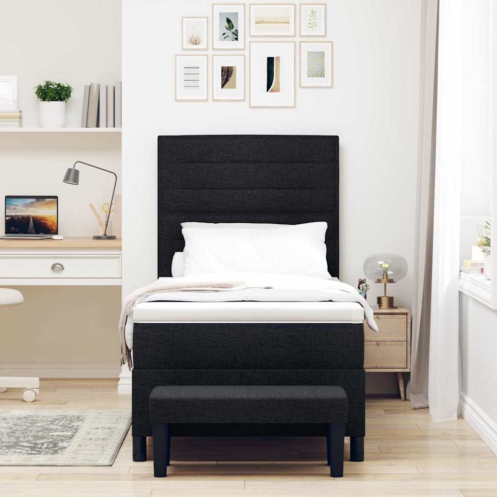 vidaXL Κρεβάτι με ελατήρια με κεφαλάρι Μαύρο 100 x 200 cm ύφασμα