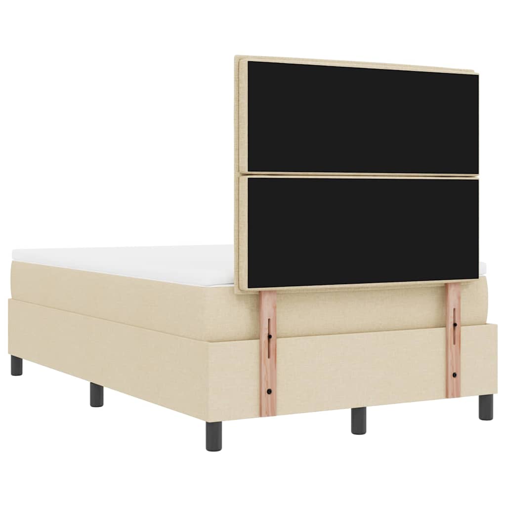 vidaXL Κρεβάτι με ελατήρια με κεφαλάρι Κρεμ 120 x 190 cm ύφασμα