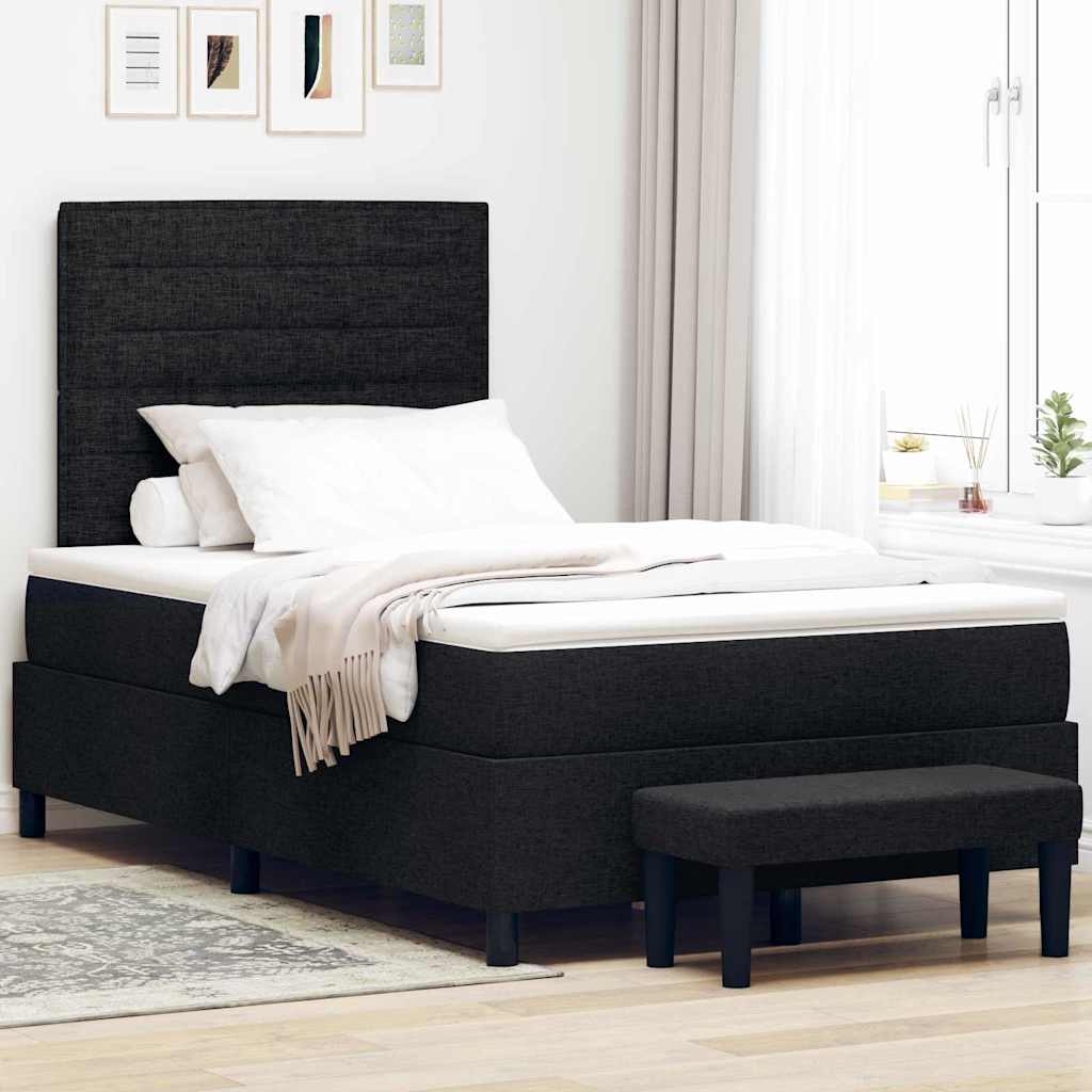 vidaXL Κρεβάτι με ελατήρια με κεφαλάρι Μαύρο 120 x 200 cm ύφασμα