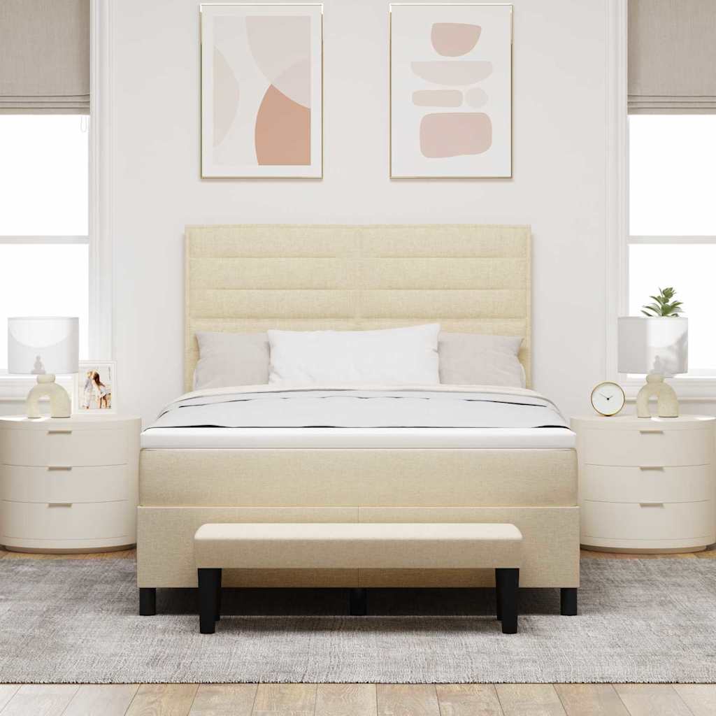 vidaXL Κρεβάτι με ελατήρια με κεφαλάρι Κρεμ 140 x 190 cm ύφασμα