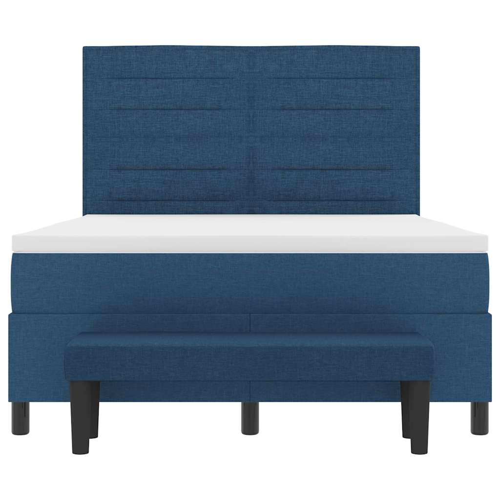 vidaXL Κρεβάτι με ελατήρια με κεφαλάρι Μπλε 140 x 200 cm ύφασμα