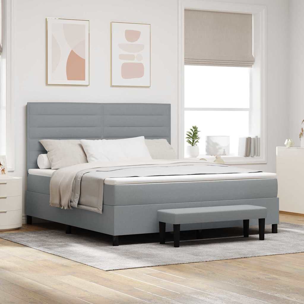 vidaXL Κρεβάτι με ελατήρια Ανοιχτό γκρι 180 x 200 cm ύφασμα