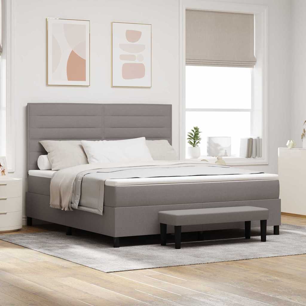 vidaXL Κρεβάτι με ελατήρια με κεφαλάρι Taupe 180 x 200 cm ύφασμα