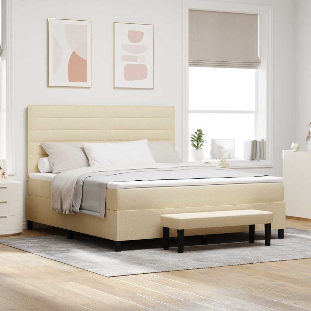 vidaXL Κρεβάτι με ελατήρια με μαξιλάρι Κρεμ 180 x 200 cm ύφασμα