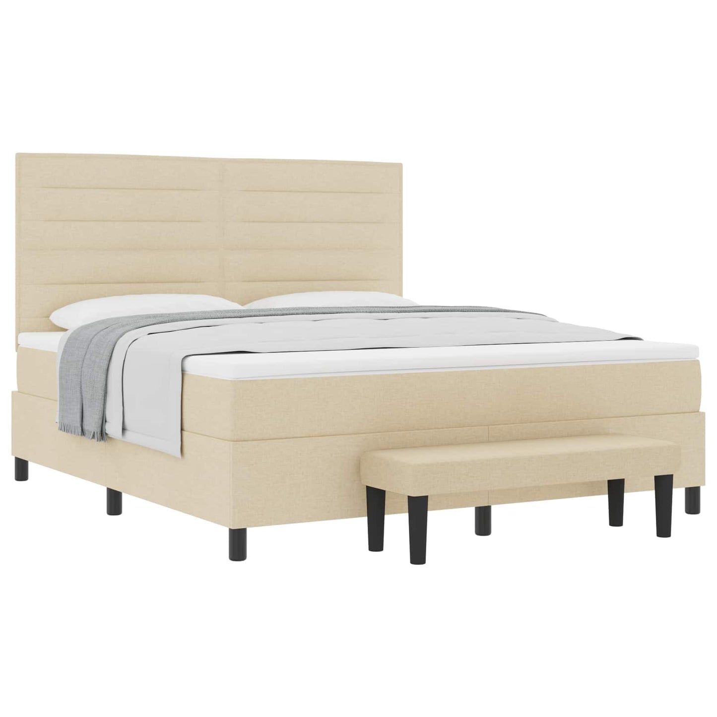 vidaXL Κρεβάτι με ελατήρια με μαξιλάρι Κρεμ 180 x 200 cm ύφασμα