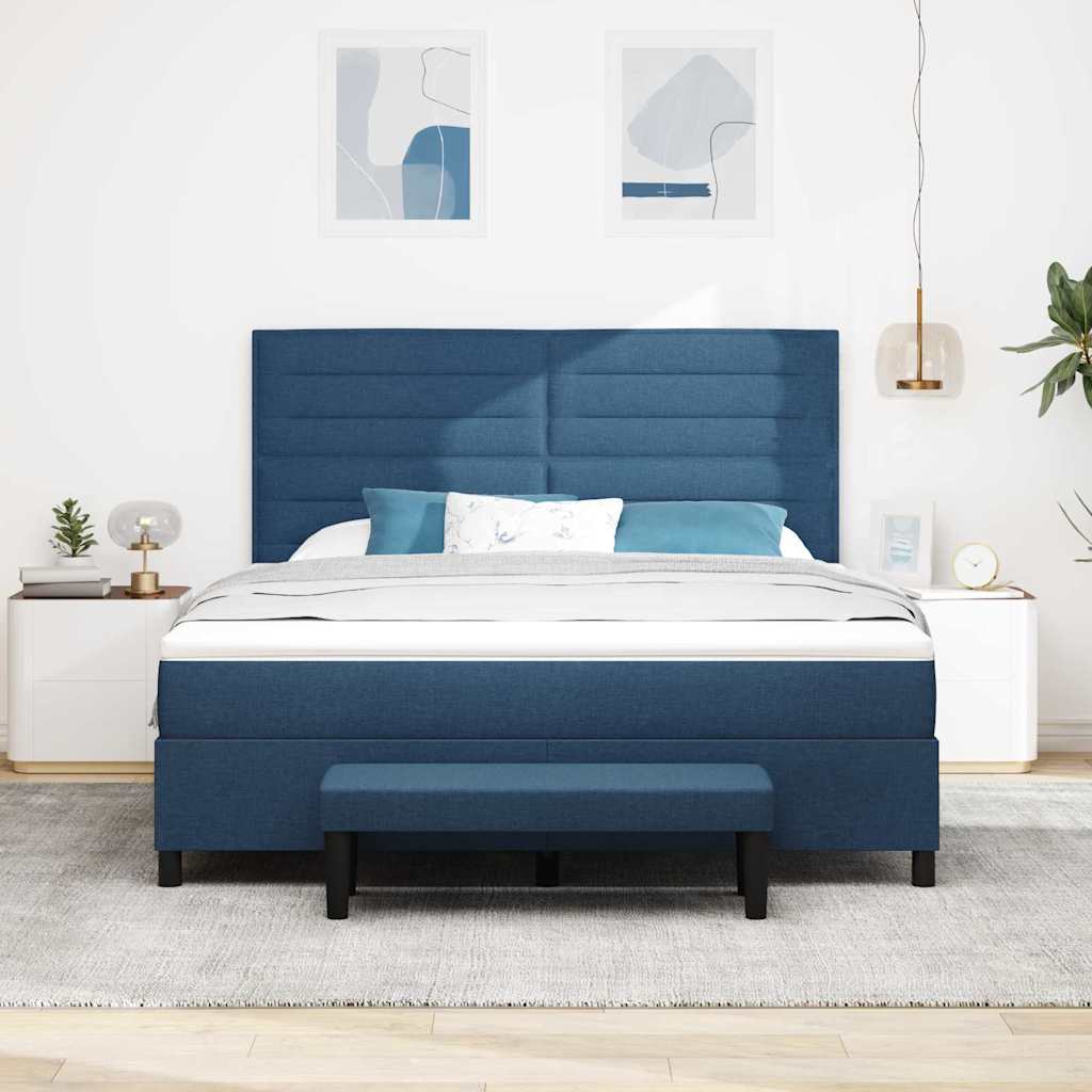 vidaXL Κρεβάτι με ελατήρια με κεφαλάρι Μπλε 180 x 200 cm ύφασμα