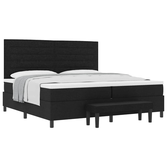 vidaXL Κρεβάτι με ελατήρια με στρώμα Μαύρο 200 x 200 cm ύφασμα
