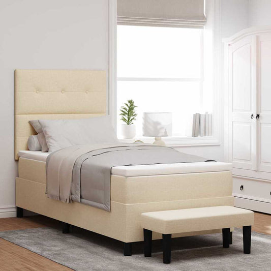 vidaXL Κρεβάτι με ελατήρια με κεφαλάρι Κρεμ 80 x 200 cm ύφασμα