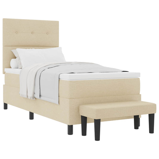 vidaXL Κρεβάτι με ελατήρια με κεφαλάρι Κρεμ 80 x 200 cm ύφασμα