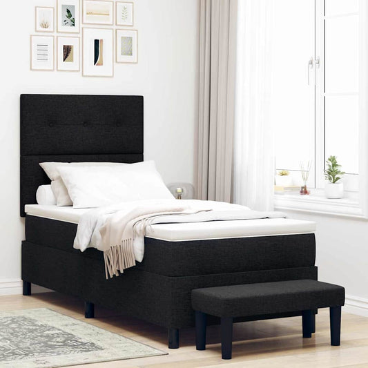 vidaXL Κρεβάτι με ελατήρια με κεφαλάρι Μαύρο 90 x 190 cm ύφασμα