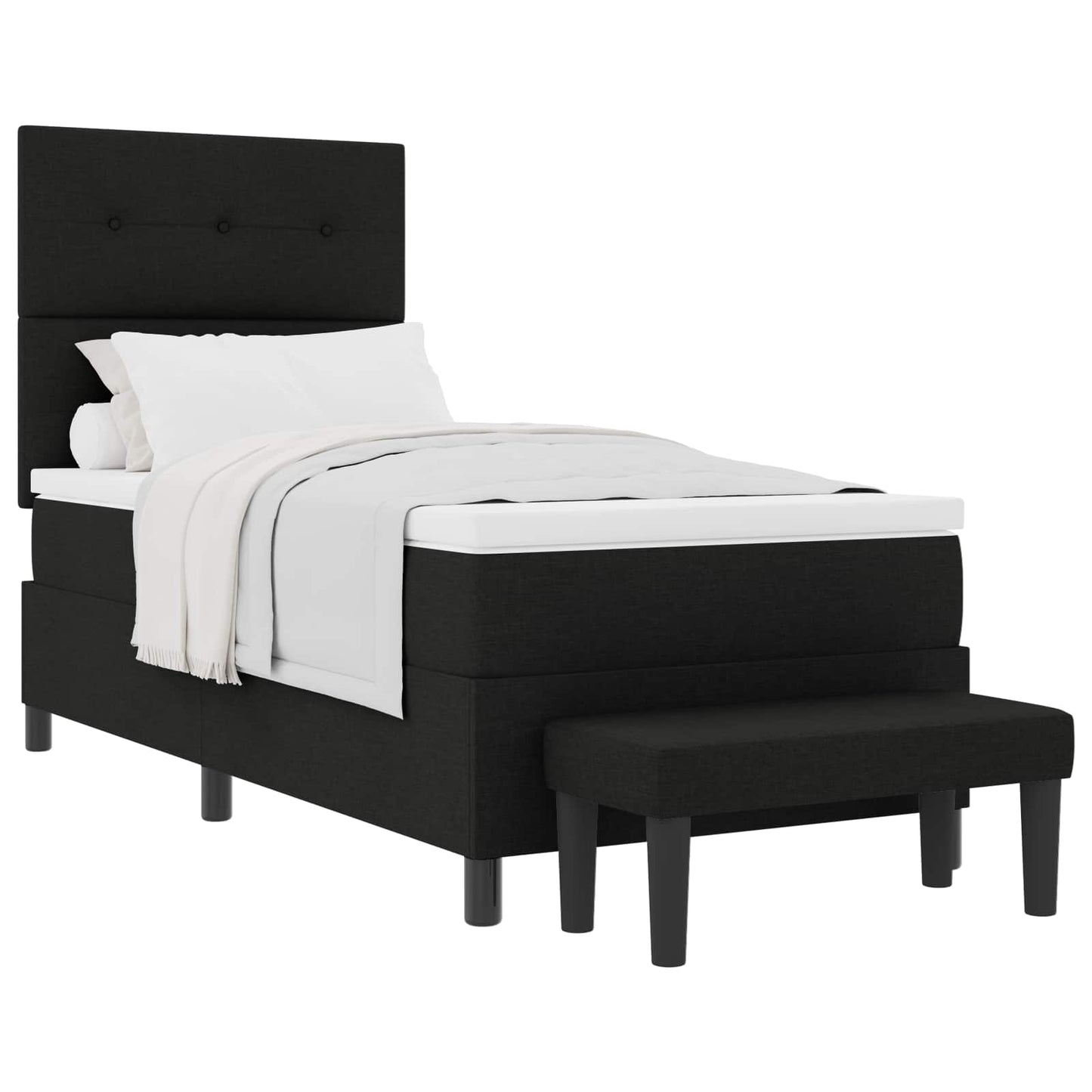 vidaXL Κρεβάτι με ελατήρια με κεφαλάρι Μαύρο 90 x 190 cm ύφασμα