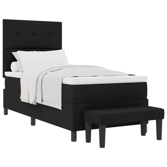 vidaXL Κρεβάτι με ελατήρια με κεφαλάρι Μαύρο 90 x 190 cm ύφασμα