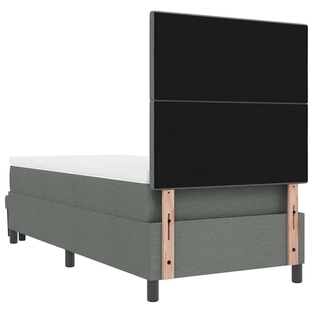 vidaXL Κρεβάτι με ελατήρια με κεφαλάρι Σκούρο Γκρι 100 x 200 cm ύφασμα