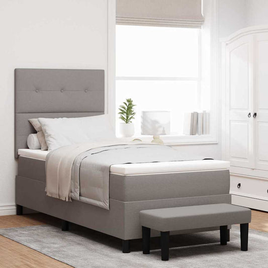 vidaXL Κρεβάτι με ελατήρια με κεφαλάρι Taupe 100 x 200 cm ύφασμα