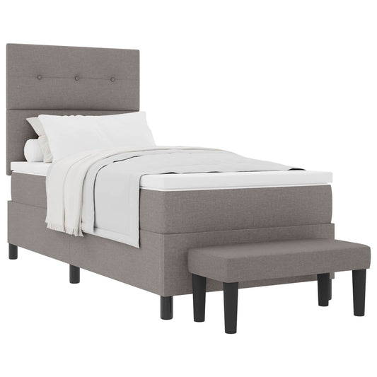 vidaXL Κρεβάτι με ελατήρια με κεφαλάρι Taupe 100 x 200 cm ύφασμα