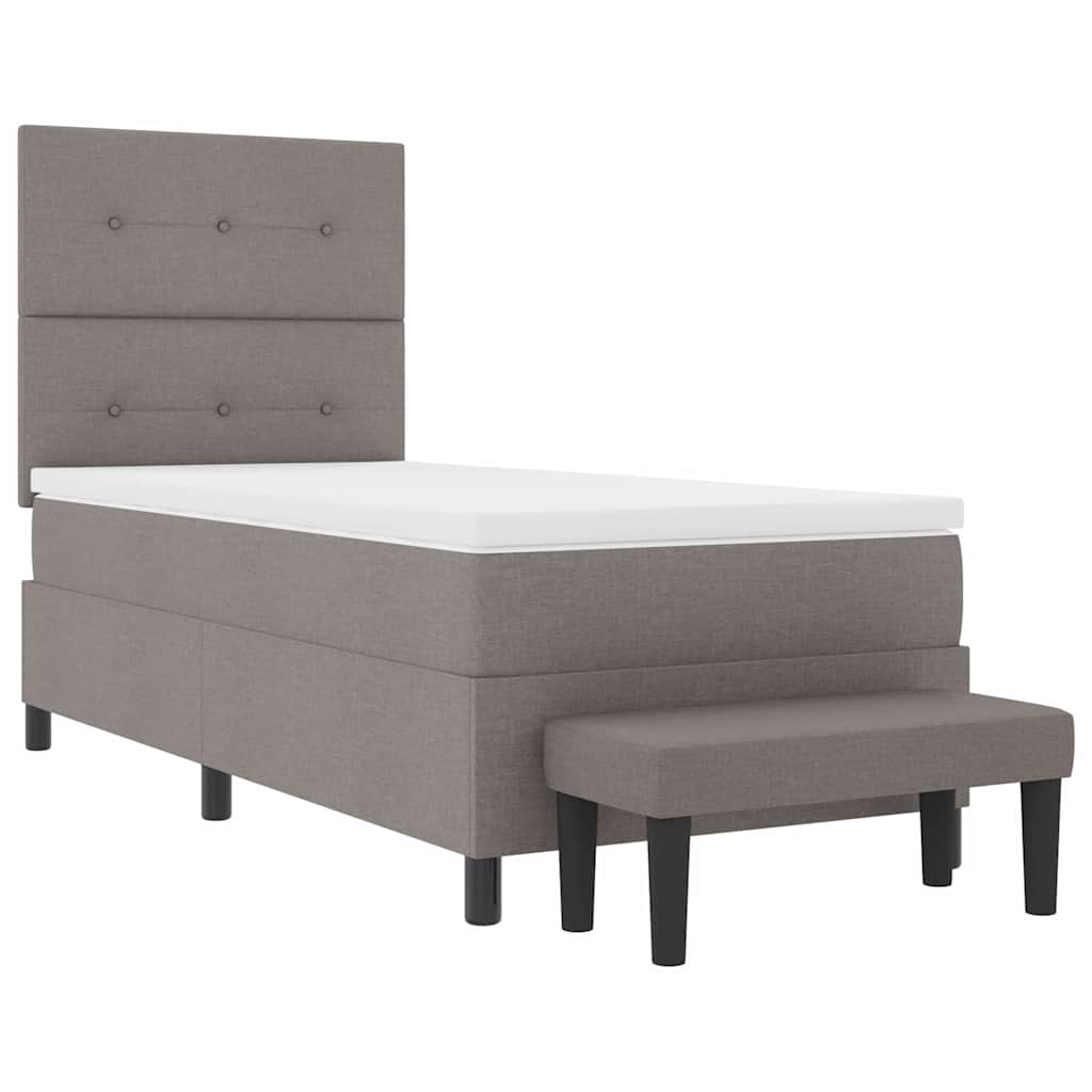 vidaXL Κρεβάτι με ελατήρια με κεφαλάρι Taupe 100 x 200 cm ύφασμα