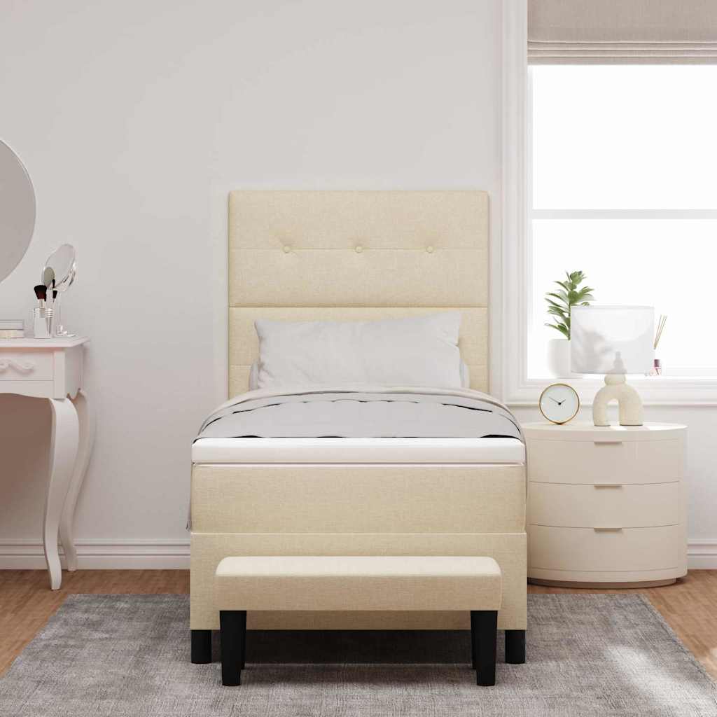 vidaXL Κρεβάτι με ελατήρια με κεφαλάρι Κρεμ 100 x 200 cm ύφασμα