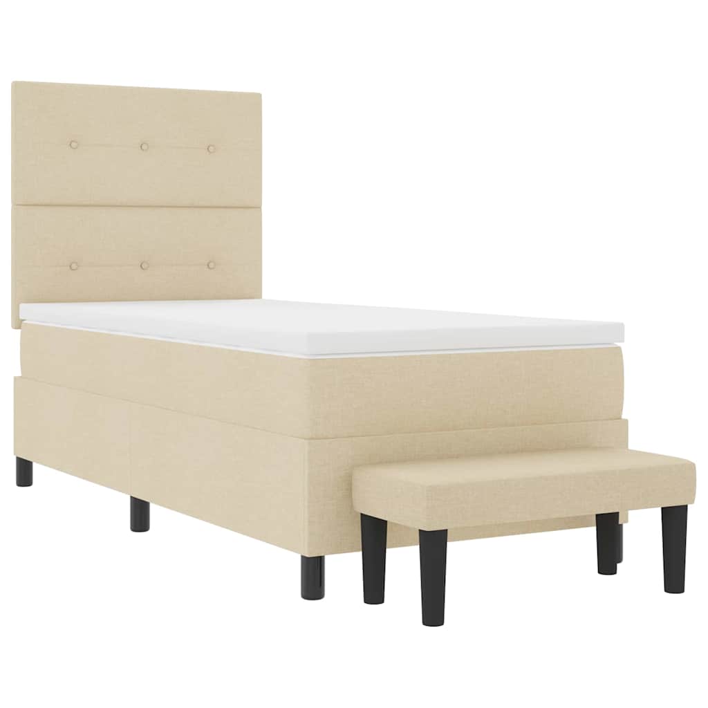 vidaXL Κρεβάτι με ελατήρια με κεφαλάρι Κρεμ 100 x 200 cm ύφασμα