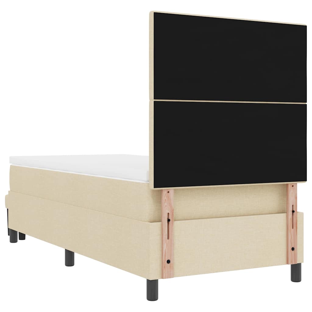 vidaXL Κρεβάτι με ελατήρια με κεφαλάρι Κρεμ 100 x 200 cm ύφασμα