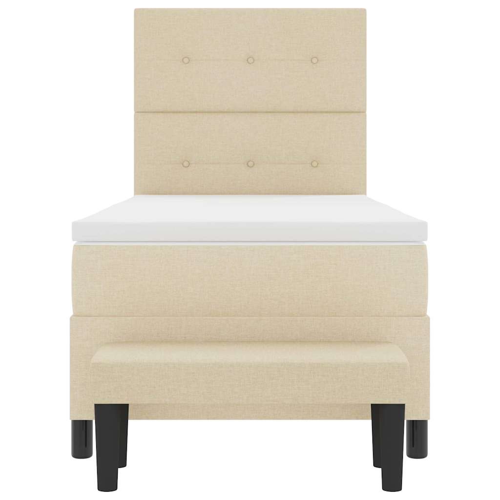 vidaXL Κρεβάτι με ελατήρια με κεφαλάρι Κρεμ 100 x 200 cm ύφασμα