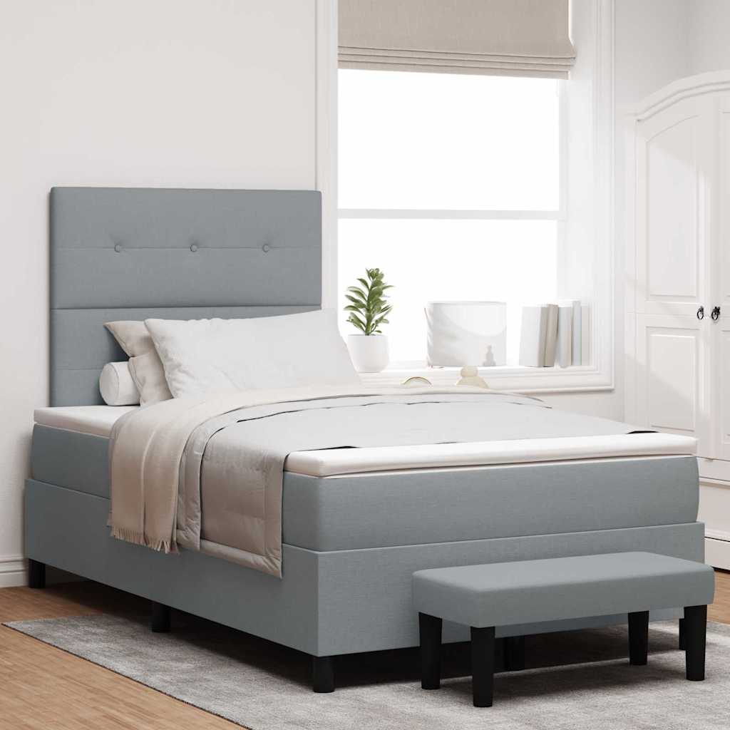 vidaXL Κρεβάτι με ελατήρια Ανοιχτό γκρι 120 x 190 cm ύφασμα