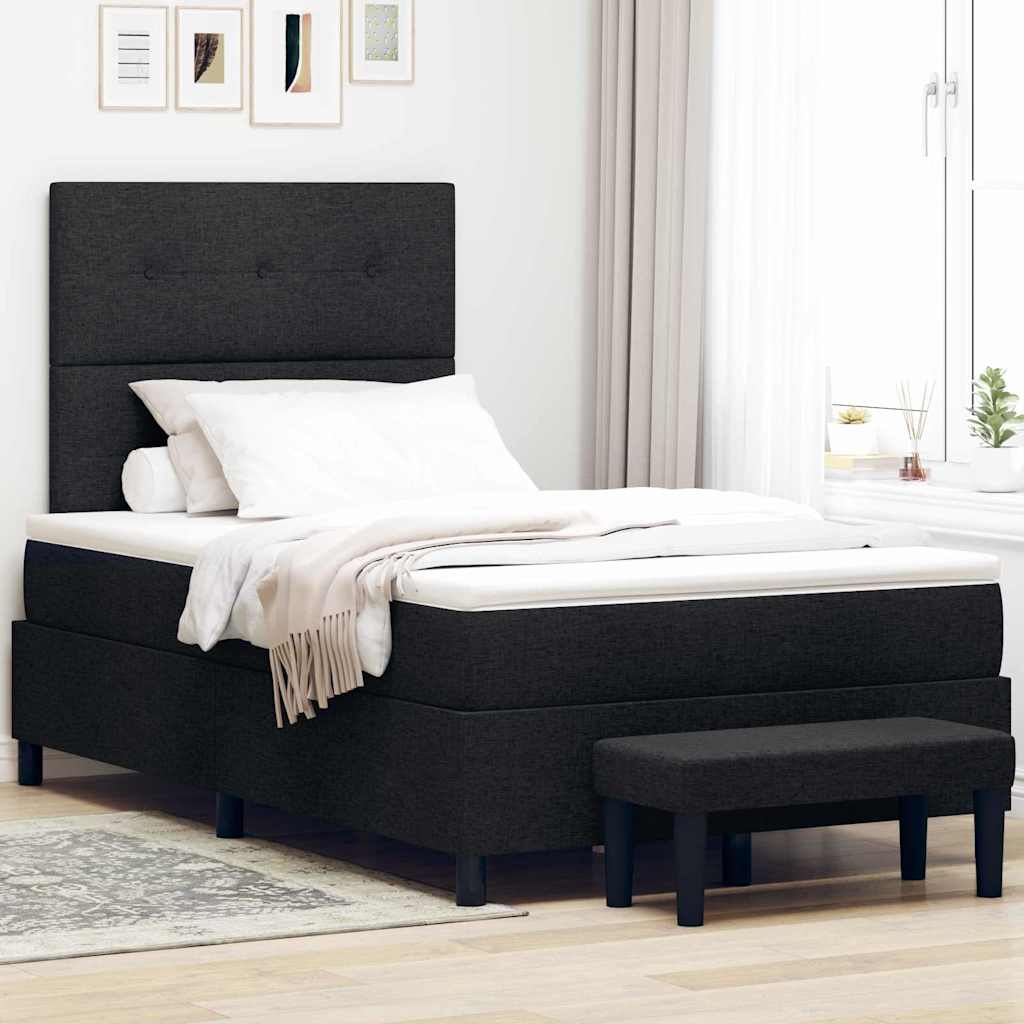 vidaXL Κρεβάτι με ελατήρια με μαξιλάρι Μαύρο 120 x 190 cm ύφασμα