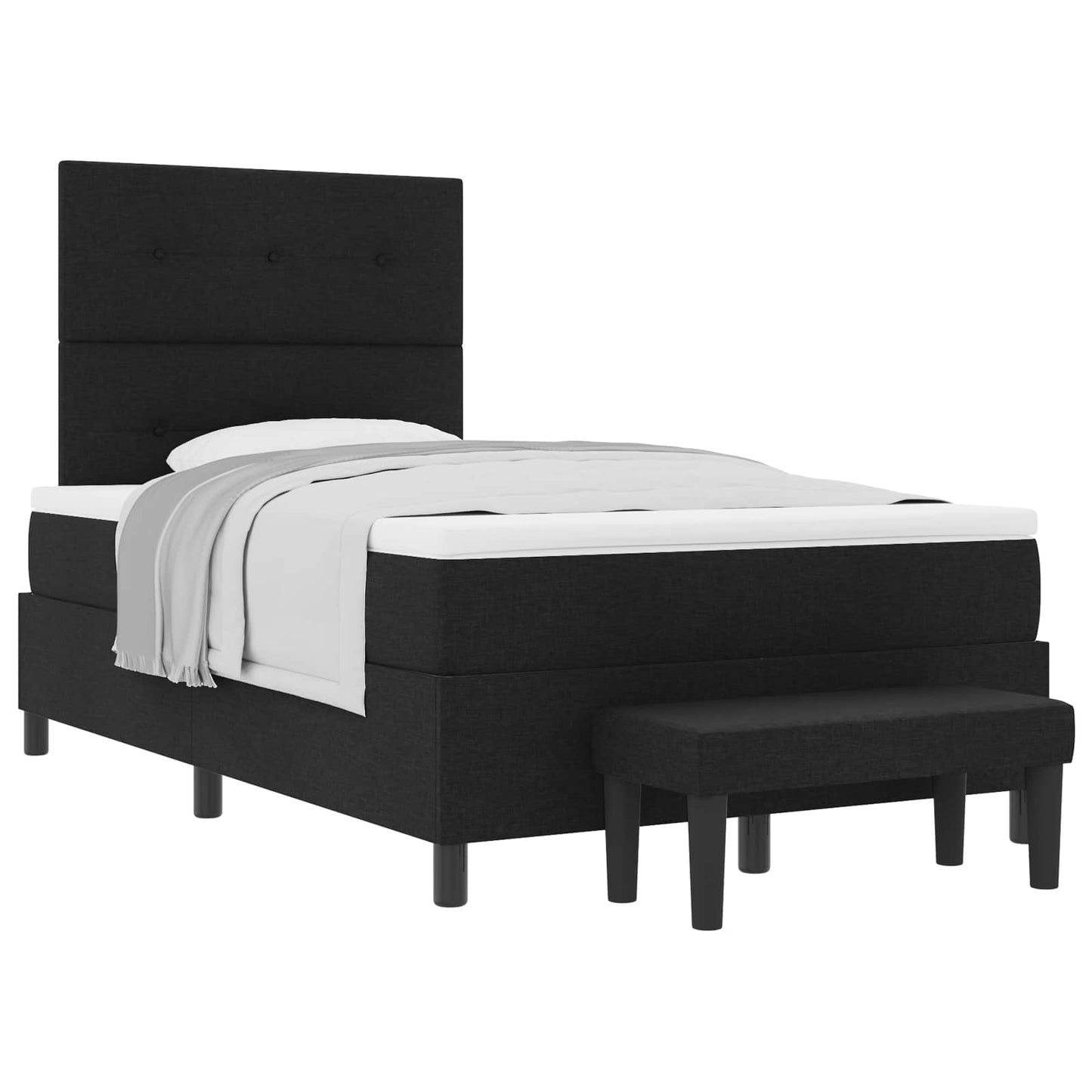 vidaXL Κρεβάτι με ελατήρια με μαξιλάρι Μαύρο 120 x 190 cm ύφασμα