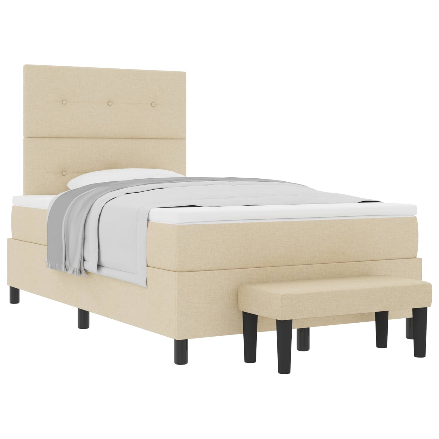 vidaXL Κρεβάτι με ελατήρια με κεφαλάρι Κρεμ 120 x 190 cm ύφασμα