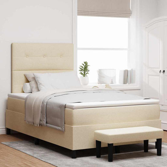 vidaXL Κρεβάτι με ελατήρια με κεφαλάρι Κρεμ 120 x 200 cm ύφασμα