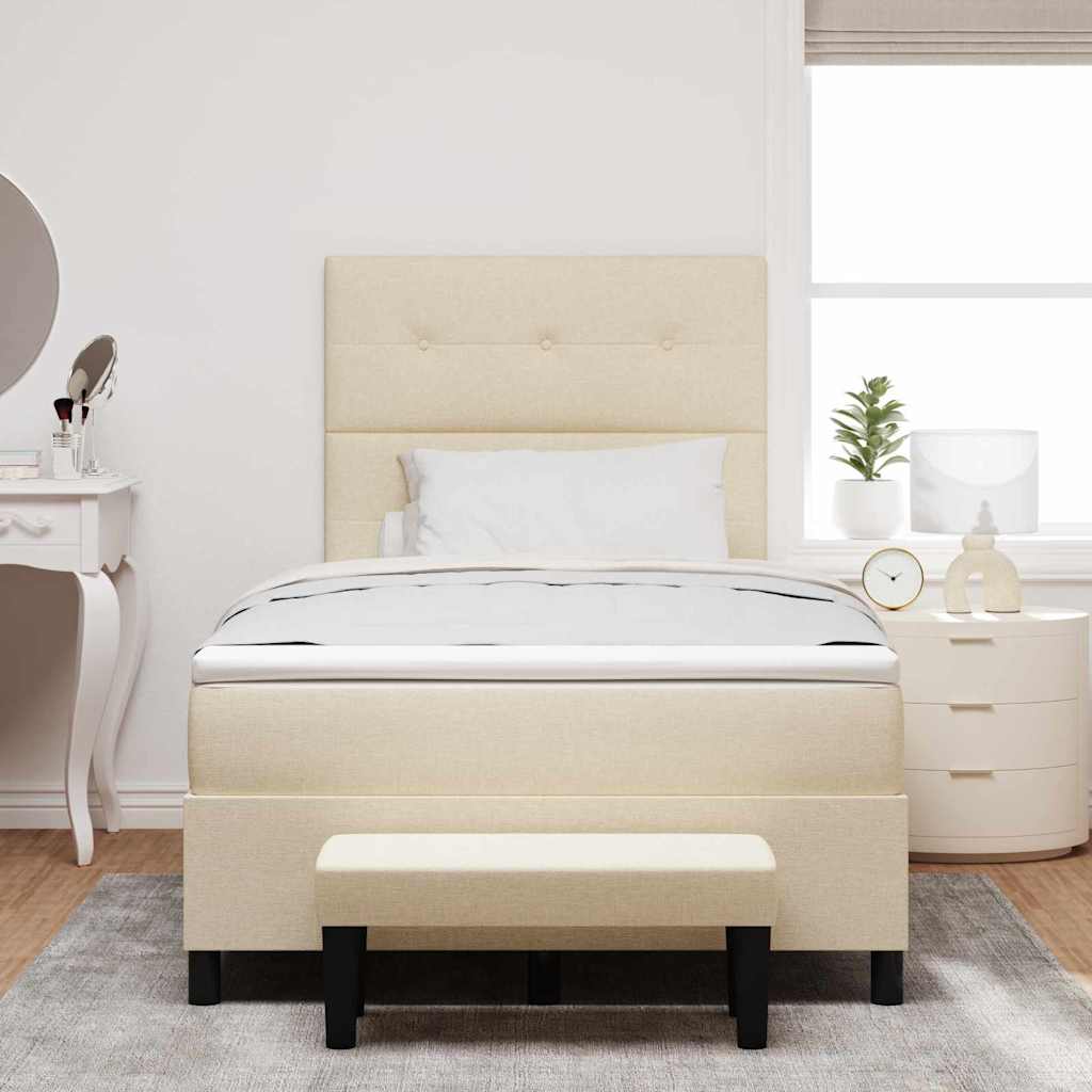 vidaXL Κρεβάτι με ελατήρια με κεφαλάρι Κρεμ 120 x 200 cm ύφασμα