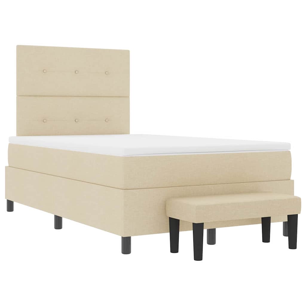 vidaXL Κρεβάτι με ελατήρια με κεφαλάρι Κρεμ 120 x 200 cm ύφασμα