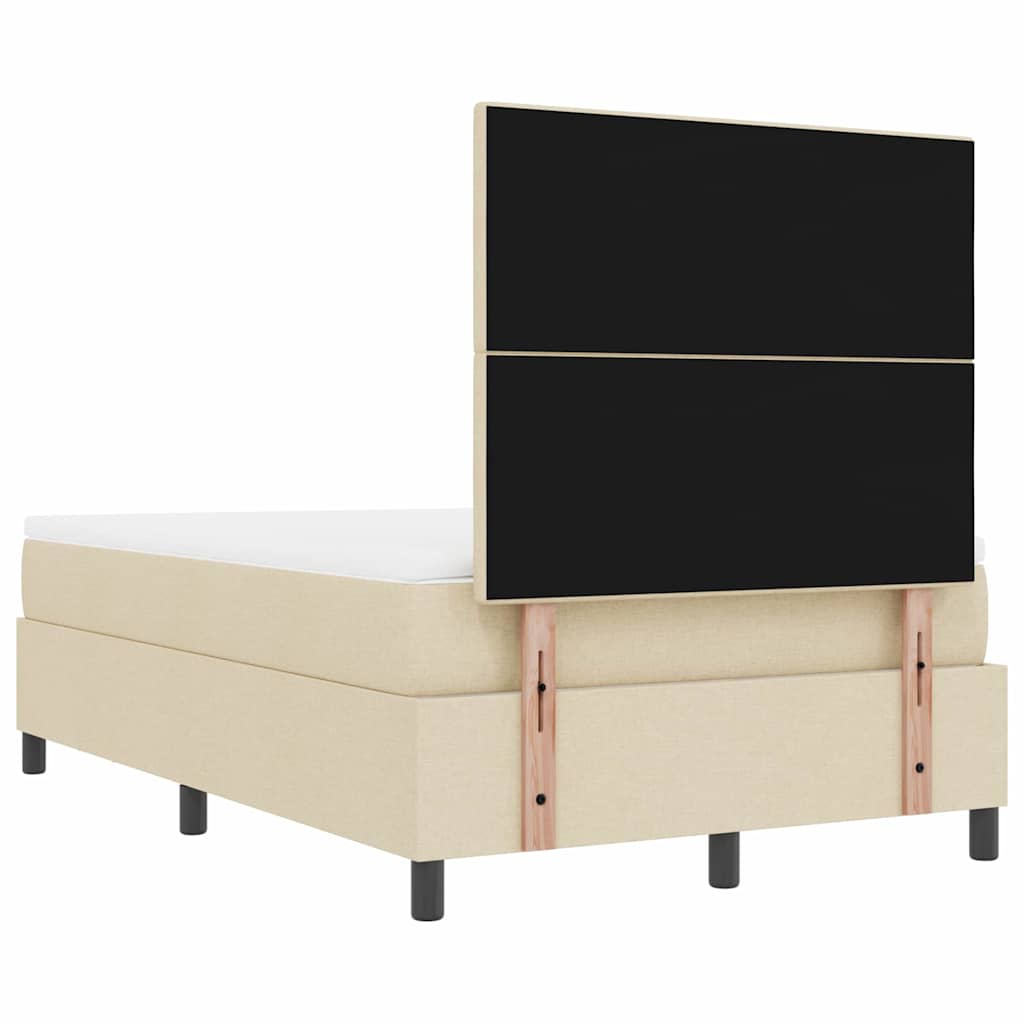 vidaXL Κρεβάτι με ελατήρια με κεφαλάρι Κρεμ 120 x 200 cm ύφασμα