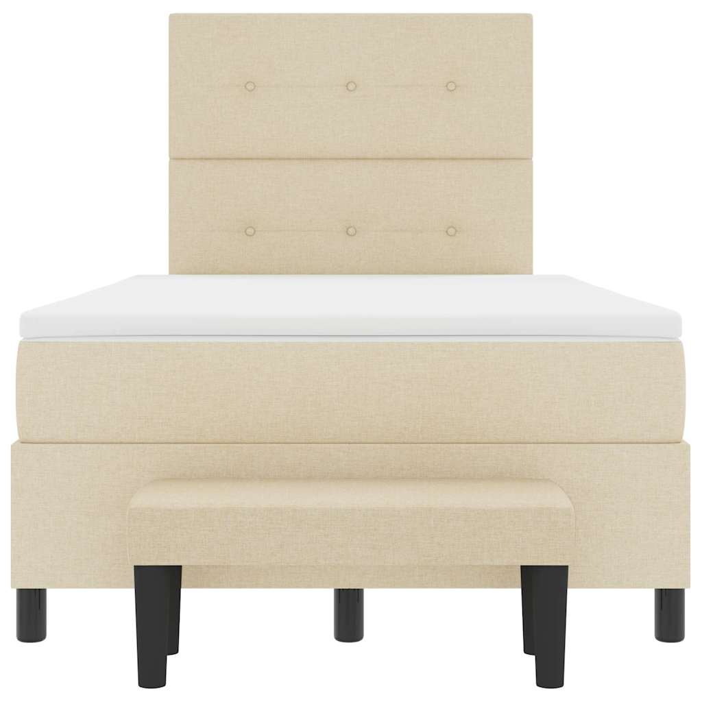 vidaXL Κρεβάτι με ελατήρια με κεφαλάρι Κρεμ 120 x 200 cm ύφασμα