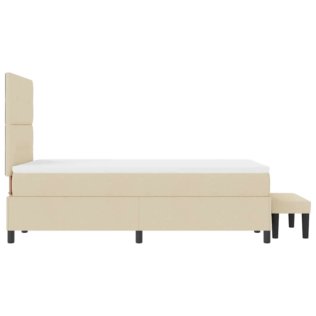 vidaXL Κρεβάτι με ελατήρια με κεφαλάρι Κρεμ 120 x 200 cm ύφασμα