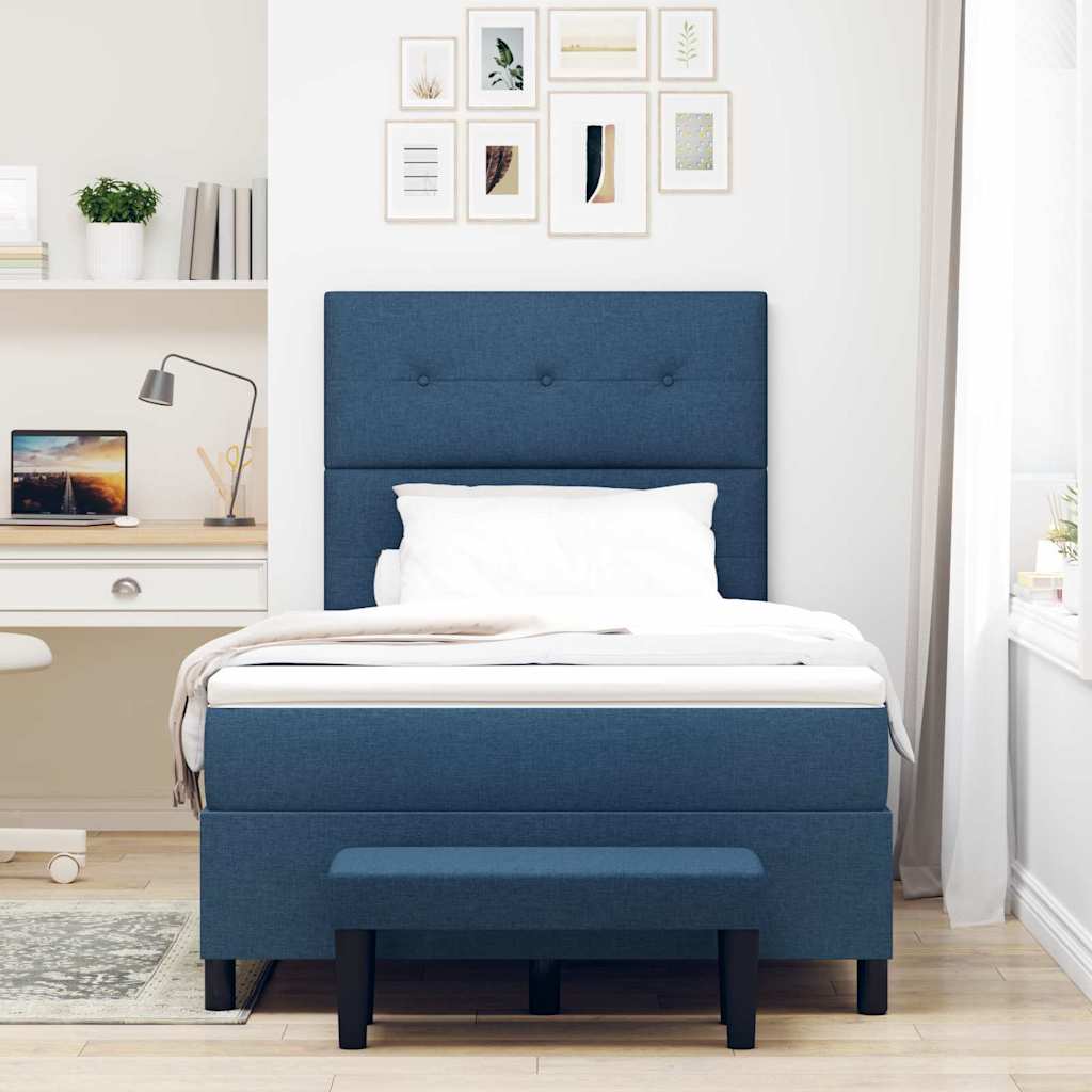 vidaXL Κρεβάτι με ελατήρια με κεφαλάρι Μπλε 120 x 200 cm ύφασμα