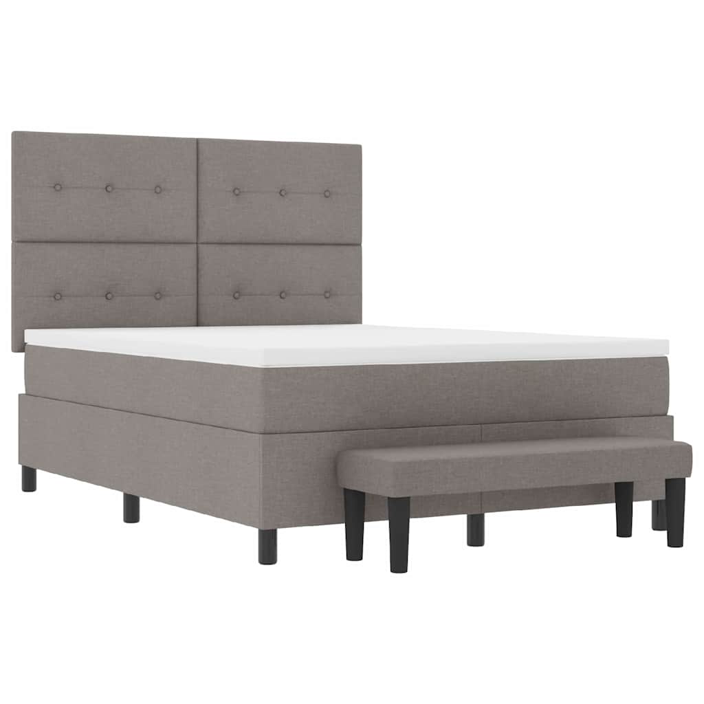 vidaXL Κρεβάτι με ελατήρια με στρώμα Taupe 140 x 190 cm ύφασμα