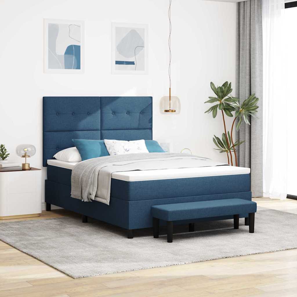 vidaXL Κρεβάτι με ελατήρια με στρώμα Μπλε 140 x 190 cm ύφασμα