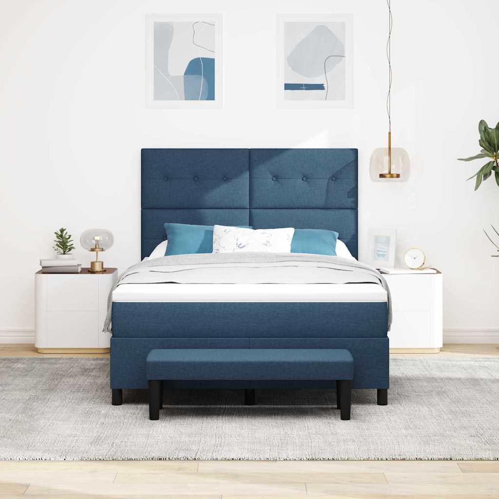vidaXL Κρεβάτι με ελατήρια με στρώμα Μπλε 140 x 190 cm ύφασμα