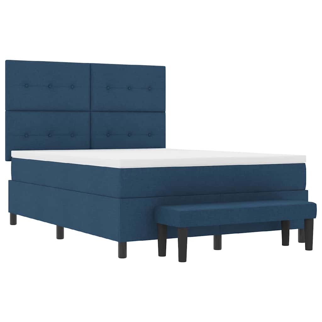 vidaXL Κρεβάτι με ελατήρια με στρώμα Μπλε 140 x 190 cm ύφασμα