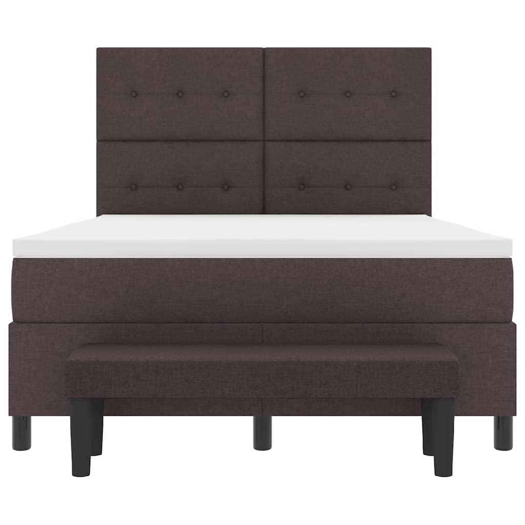 vidaXL Κρεβάτι με ελατήρια με στρώμα Σκούρο Καφέ 140 x 200 cm ύφασμα