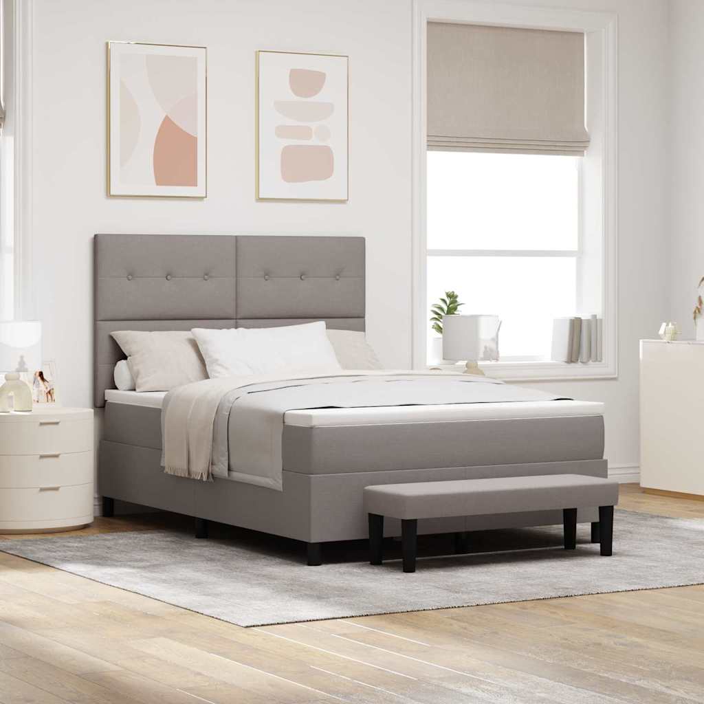 vidaXL Κρεβάτι με ελατήρια με κεφαλάρι Taupe 140 x 200 cm ύφασμα