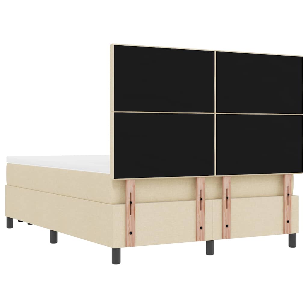 vidaXL Κρεβάτι με ελατήρια με κεφαλάρι Κρεμ 140 x 200 cm ύφασμα