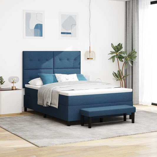 vidaXL Κρεβάτι με ελατήρια με κεφαλάρι Μπλε 140 x 200 cm ύφασμα